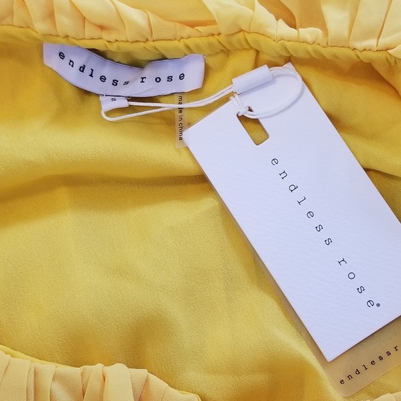NWT Endless Rose Yellow Pleated One Shoulder Dress XS - Picture 6 of 8